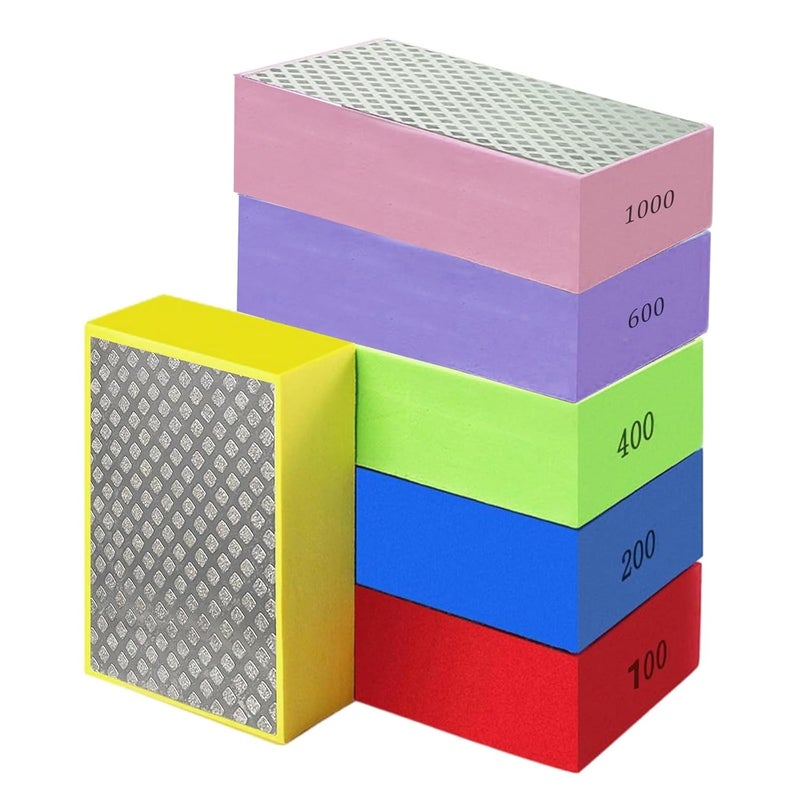 MAJUSTA 6Pcs Diamond Sanding Pads Diamond Hand Polishing Pads, Tile Sanding Block with High-Density Sponge for Ceramic Tile Glass Stone Marble Granite Metal Grinding - Image 1